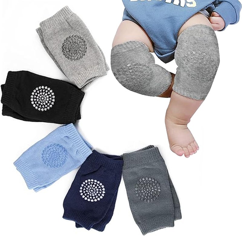 Suny Smiling 5 Pairs Toddler Knee Pads, Crawling Baby Essentials, Anti-Slip Cushion for Crawling and Walking, Soft Breathable Protection Toddler Knee Pads Gift Idea for Baby - Image 1